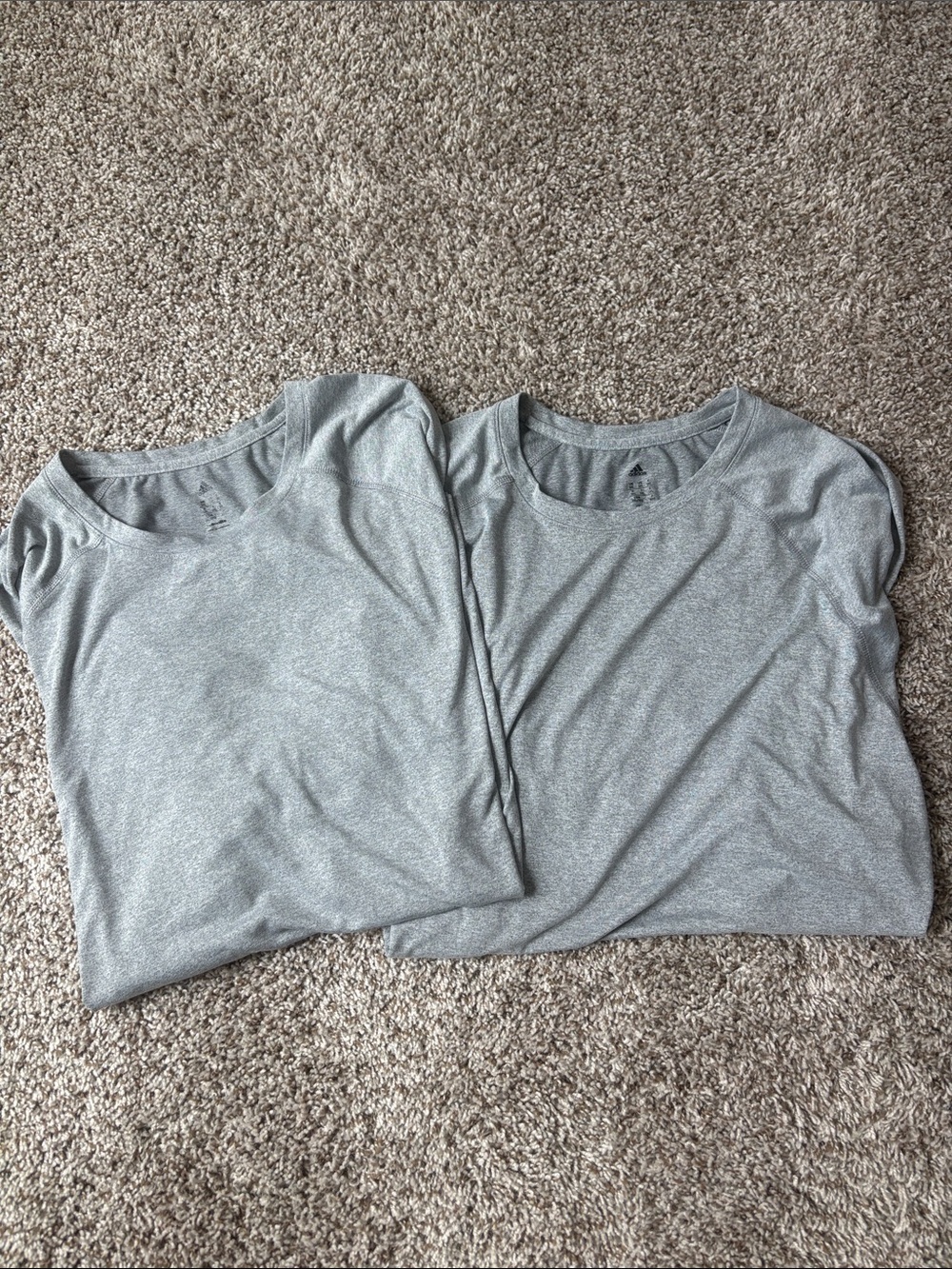 Adidas Men’s Big and Tall Heathered Gray Short Sleeve Crew Neck Athletic Shirts